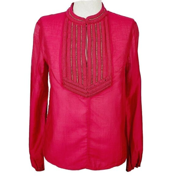 H&M Conscious Collection Top 2 Red Lightweight V-Neck Long Sleeve Popover - Picture 1 of 6